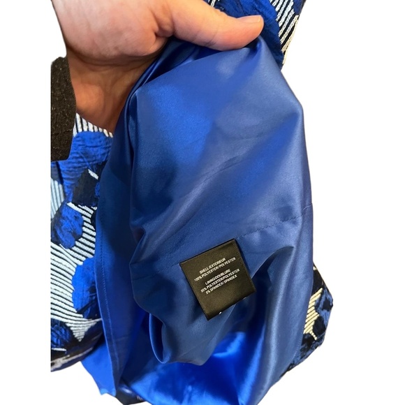 Belle Badgley Mischka Blue Floral Striped Sleeveless Fit And Flare Dress Size 2 - Picture 4 of 11